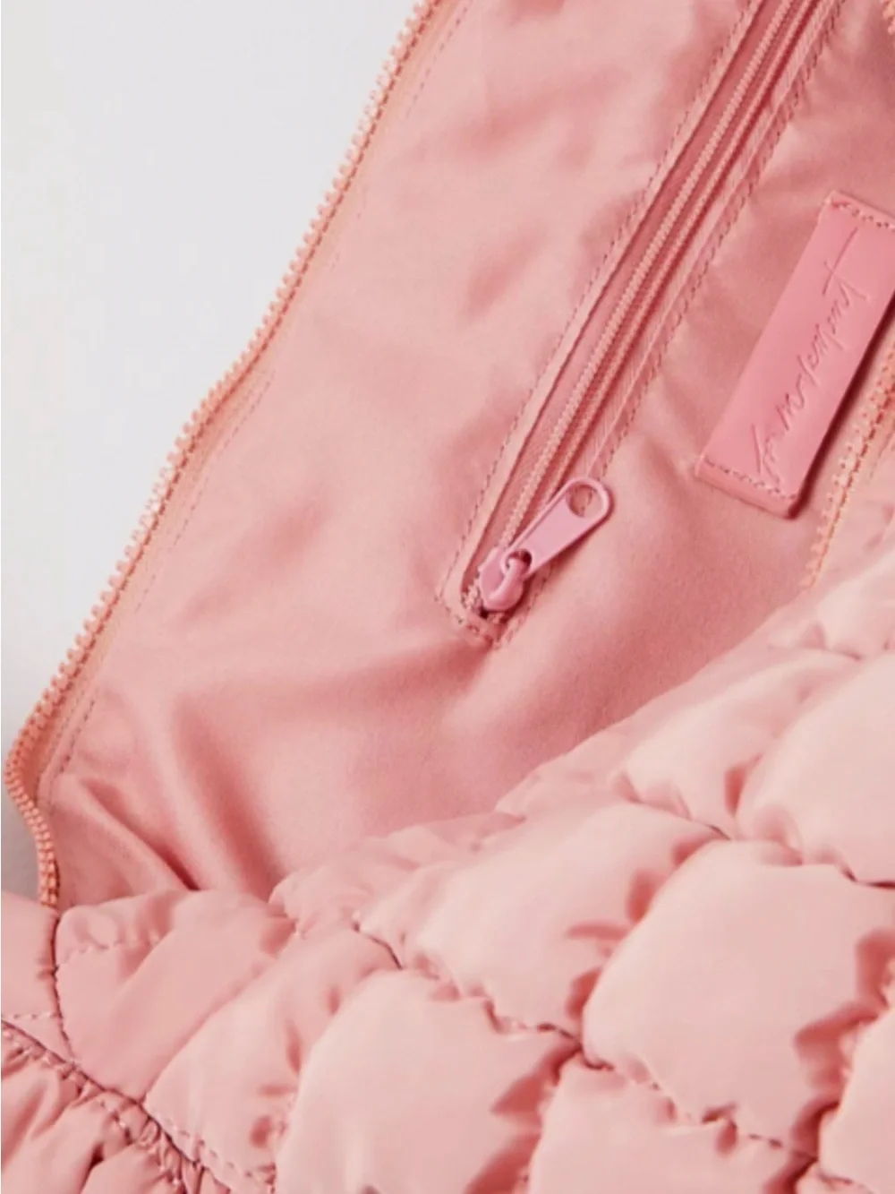 FP Movement by Free People Quilted Padded Hobo Bag in peach/ Pink